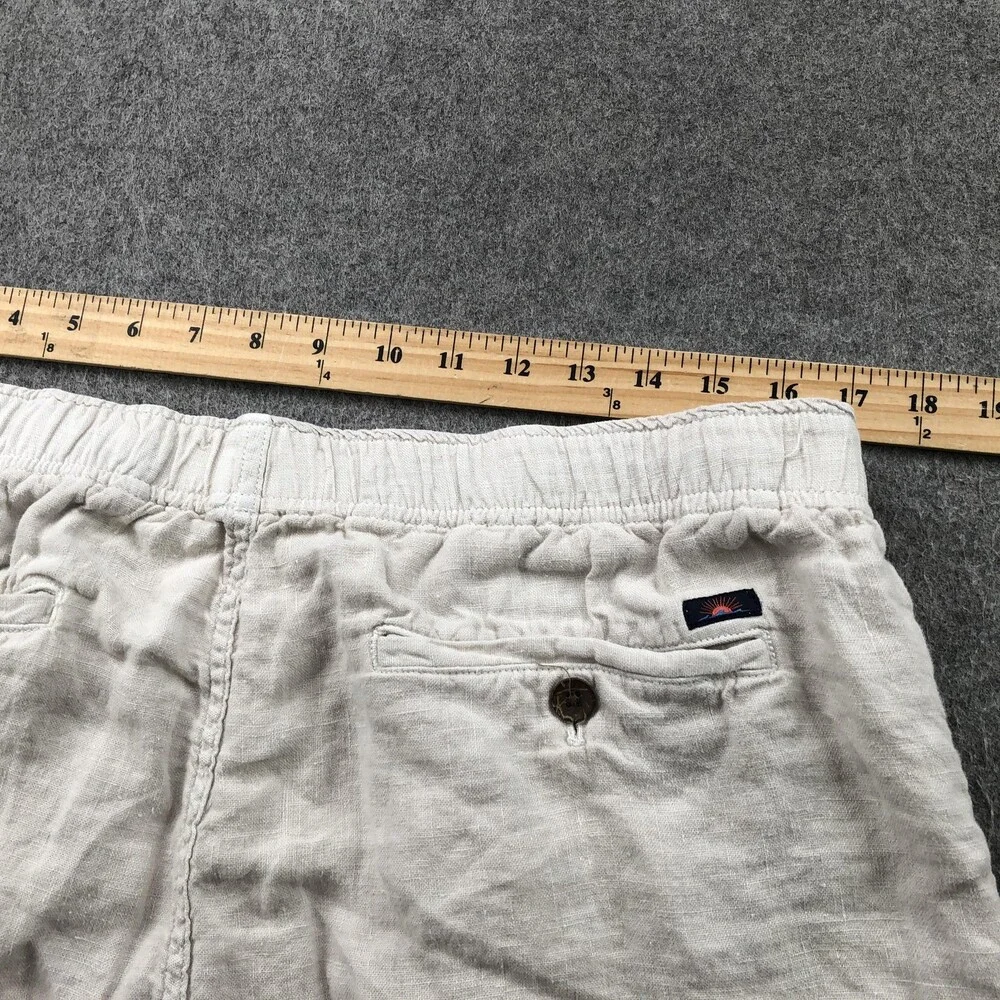 Faherty Shorts Mens Extra Large Beige Linen Drawstring Elastic Waist Casual